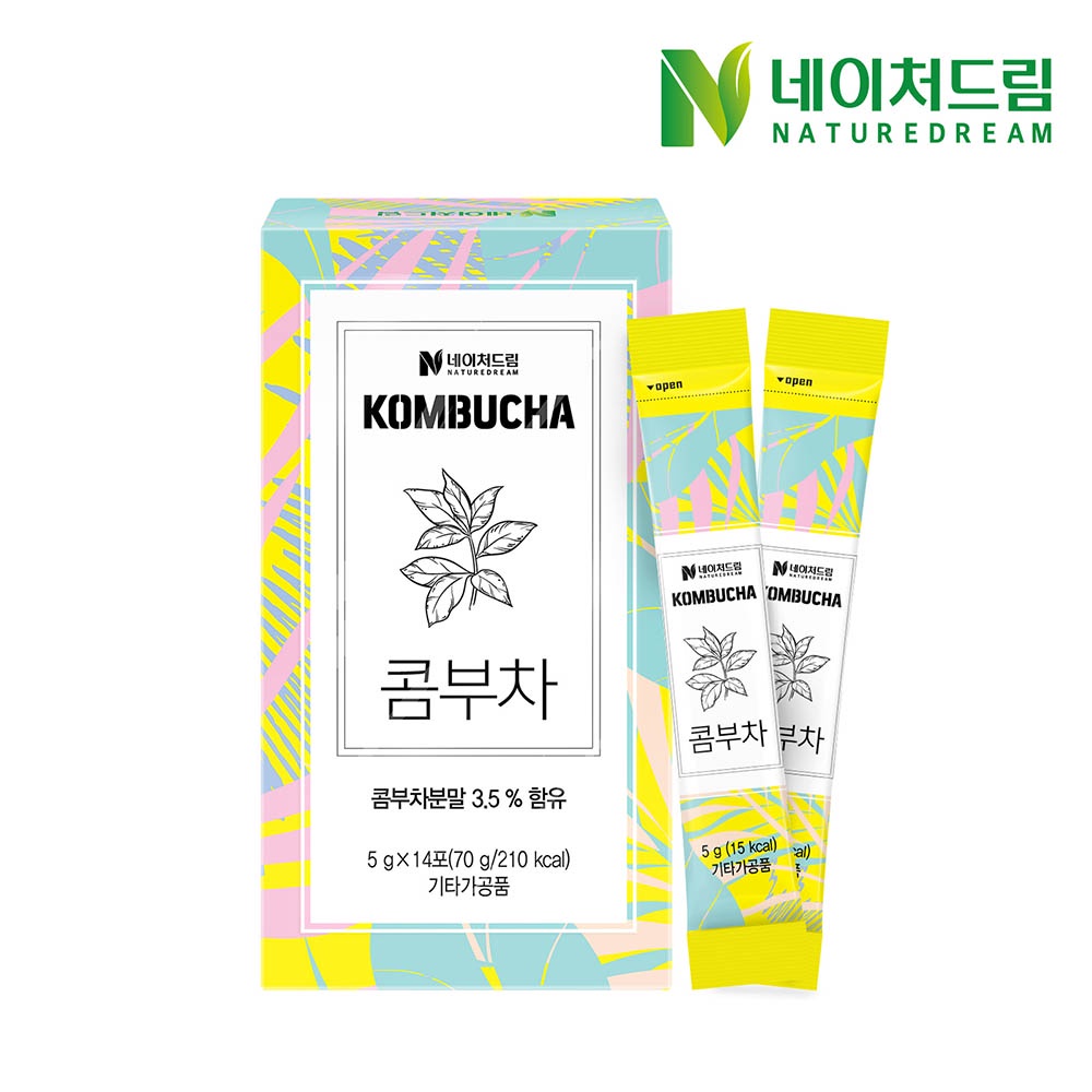 [Nature Dream] Lemon Kombucha 5g x 14 Que Bột / Trà Hàn Quốc Không Đậu Nành Với Chất Xơ & Vitamin C