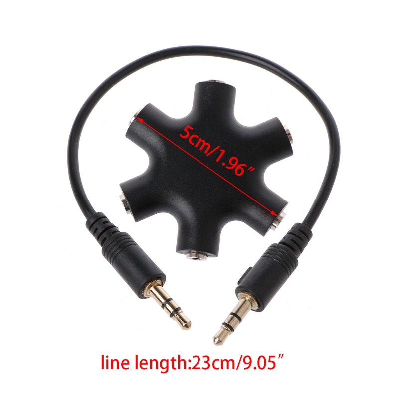 NERV 3.5mm Audio Splitter Hexagon 1 Male To 5 Female Headphone Earphone Share Distributor