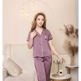 Bộ mặc nhà Pijama áo cộc tay quần lửng Lụa IK 0295 Giá 395.000đ
