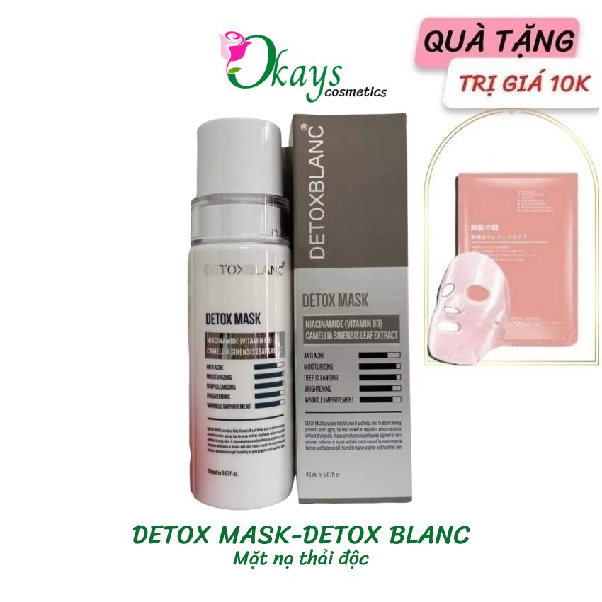 Mặt nạ thải độc trà xanh OK147 detox mask làm sạch sâu, trắng da 150ml detox blanc- Okays