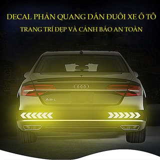 Bộ 10 Decal Dán Xe Ô Tô - Tấm Phản Quang Hình Mũi Tên