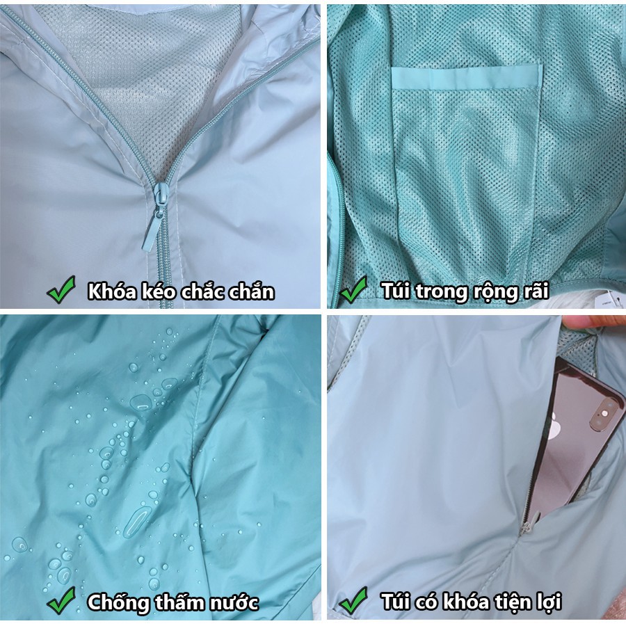 [Áo sịn ] Áo Gió Nữ 2 Lớp Lót Lưới Cực Đẹp- Có túi chống trộm trong áo- htcbikini
