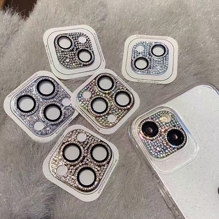 Miếng Dán Bảo Vệ Ống Kính Máy Ảnh Đính Kim Cương Lấp Lánh Sang Trọng Cho iPhone 14 13 Pro Max 11 12 XS X