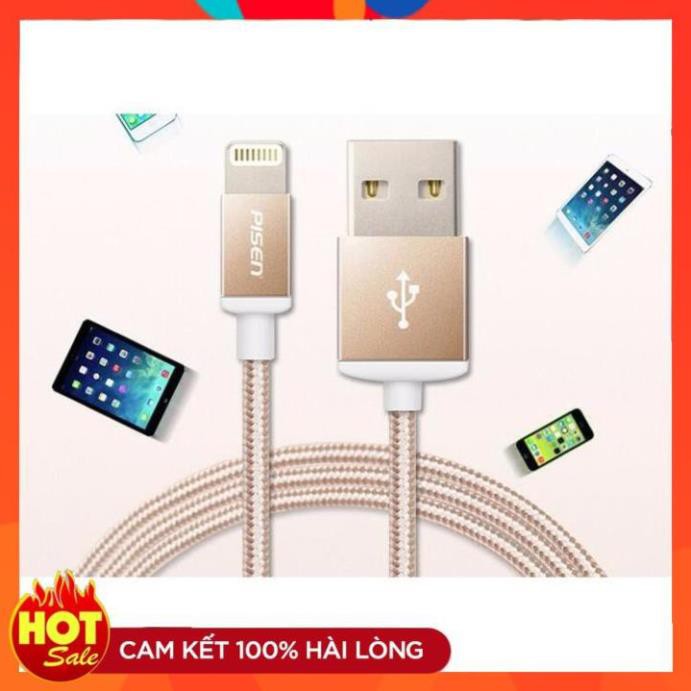 [Chính Hãng] Dây Cáp Sạc Lightning Pisen dành cho Iphone 1m (Dây Dù) - Hàng Chính Hãng