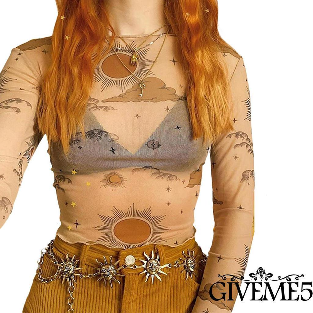 Áo lửng tay dài phối lưới nhìn thấu kiểu dáng quyến rũ cho nữ