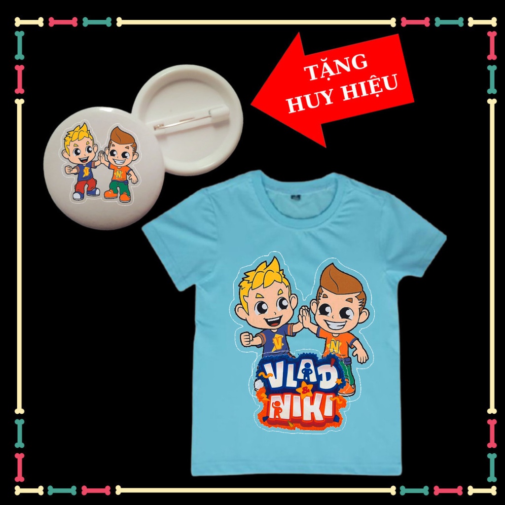 Áo phông trẻ em nhân vật hoạt hình VLAD NIKI dễ thương, TẶNG kèm huy hiêu