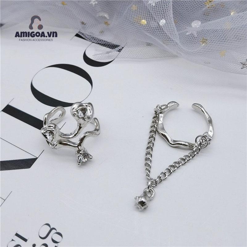 ✨✨ Nhẫn Hở Nhẹ Nhàng Kiểu Gợn Sóng Cao Cấp Sang Trọng Có Thể Điều Chỉnh Cho Nữ