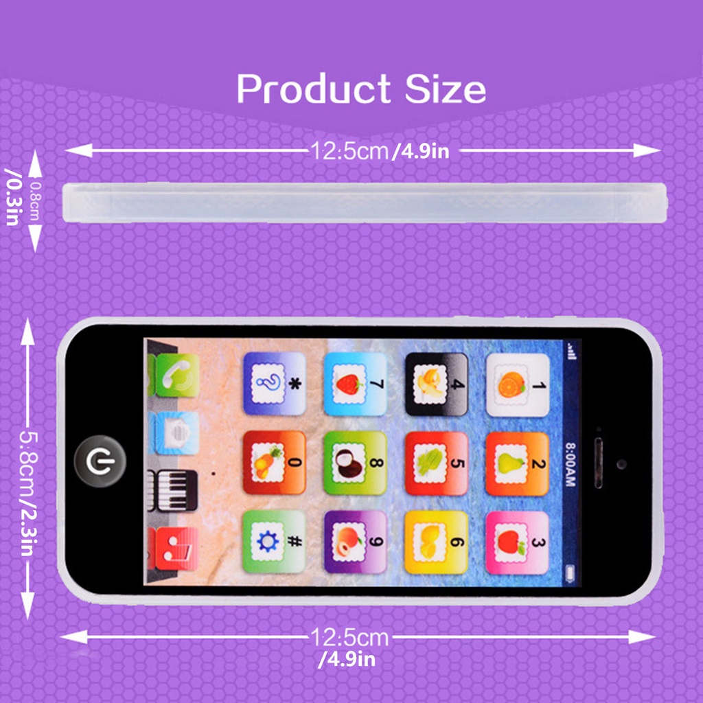 Simulation Phone Study Toy Baby Kids Children Play Music Learning English Educational Cell Phone