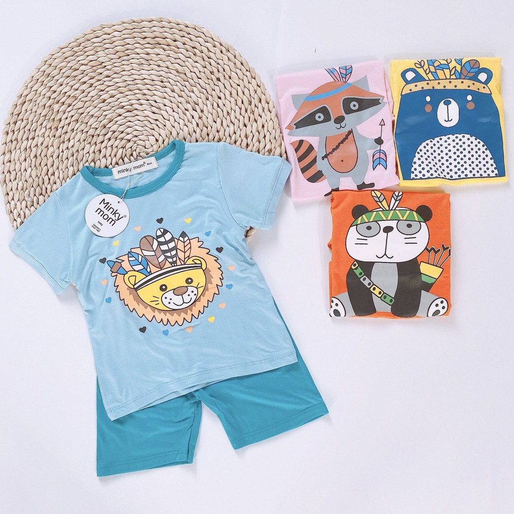 Bộ quần áo cộc tay thun lạnh Minky Mom cho bé từ 8kg đến 18kg