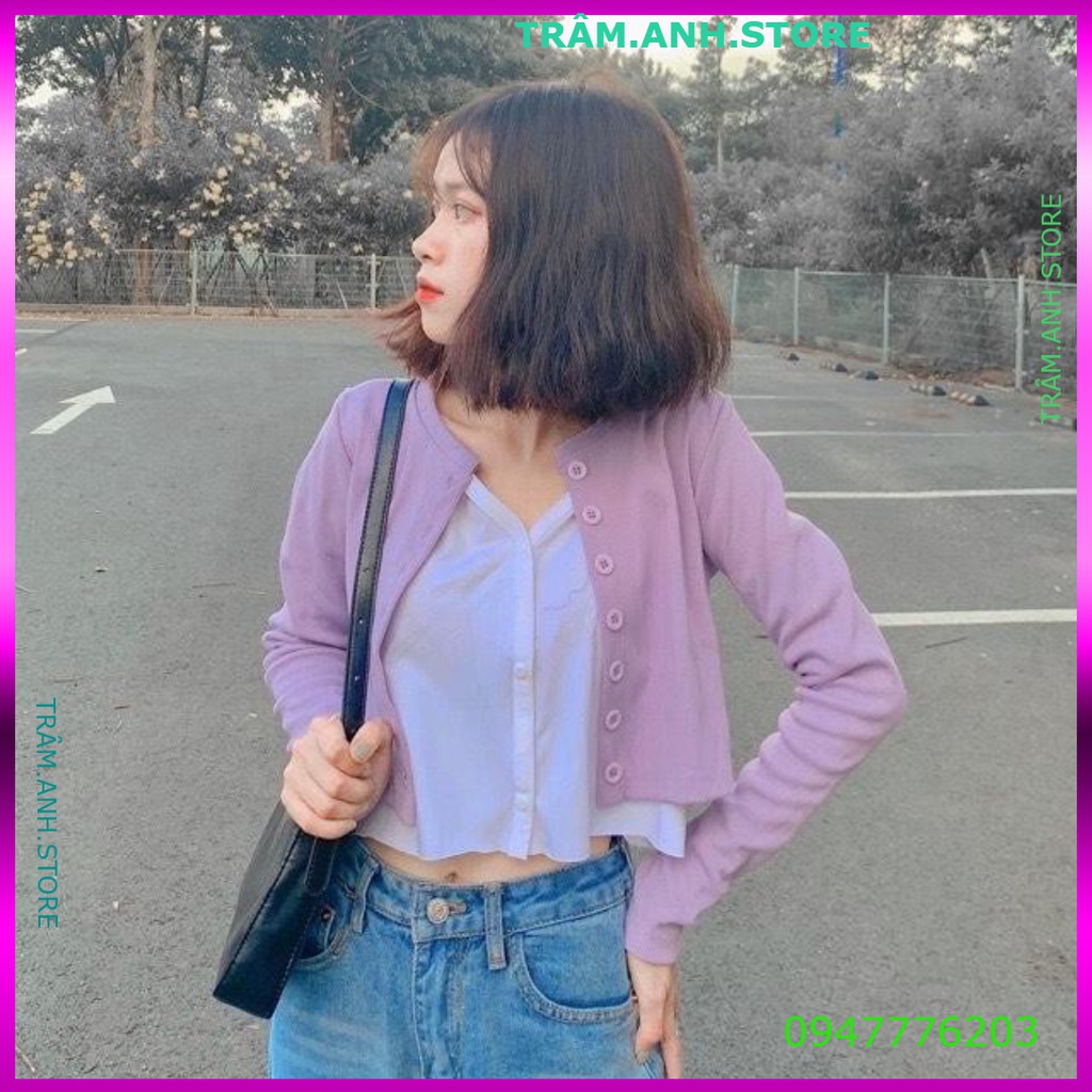 Áo Croptop YAN Tay Dài Nữ - Áo len gân mỏng dài tay croptop phong cách Hàn Quốc - ÁO CARDIGAN dáng Ngắn CRT 👗 👑