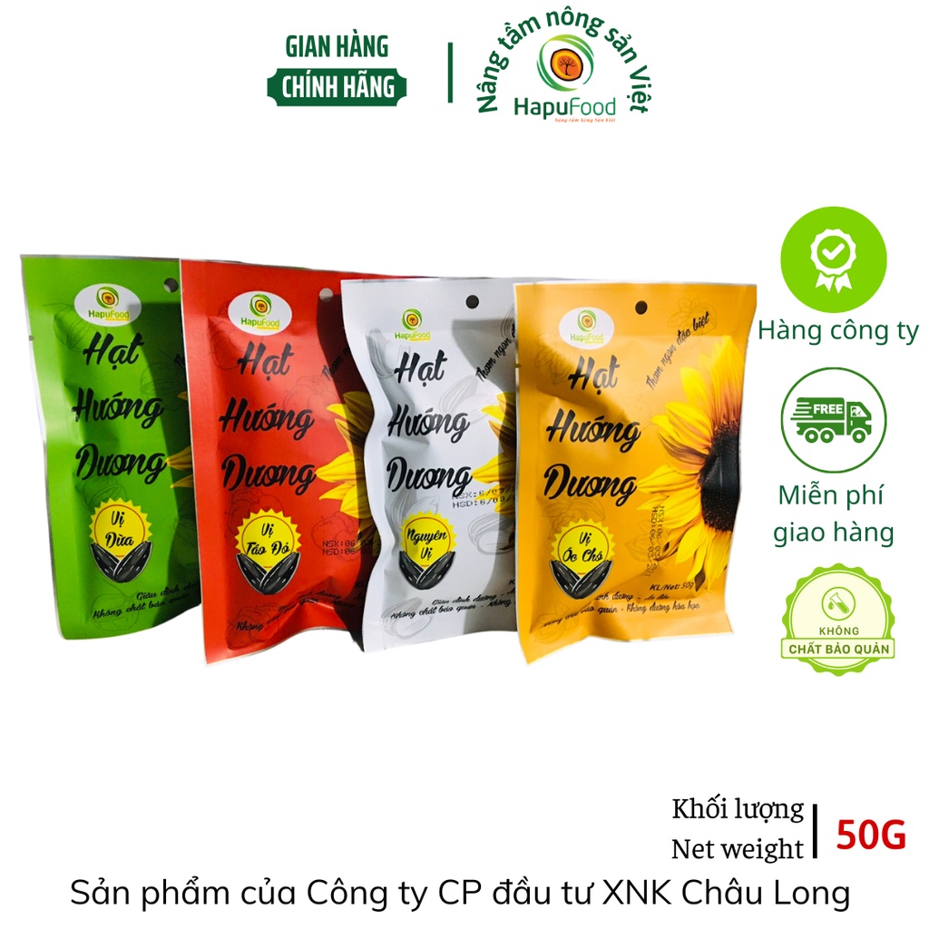 Hướng dương vị dừa/vị óc chó/ nguyên vị/vị táo đỏ 50g Hapufood, thơm ngon