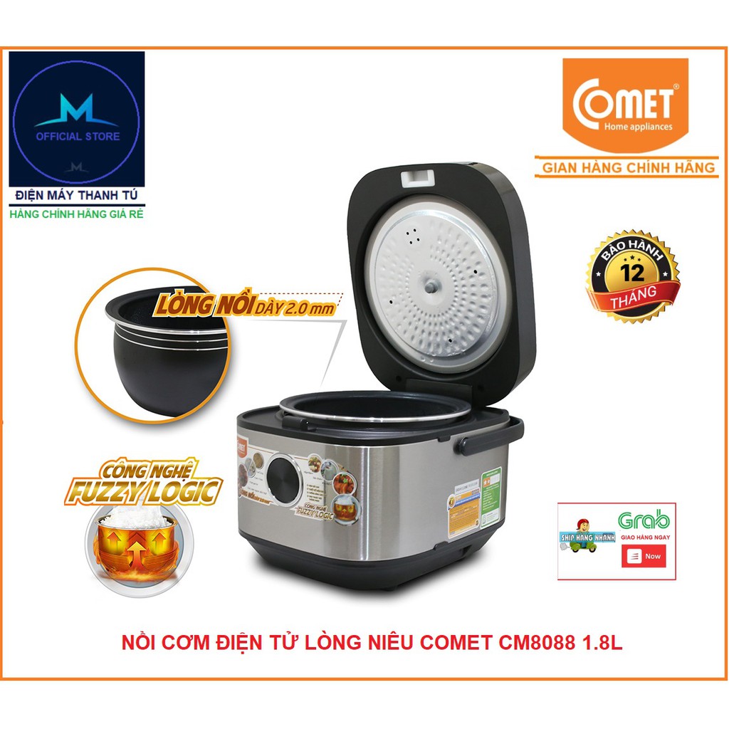 CM8088 - NỒI CƠM ĐIỆN TỬ LÒNG NIÊU COMET 1.8L (5-6 NGƯỜI ĂN) - BẢO HÀNH CHÍNH HÃNG 12 THÁNG