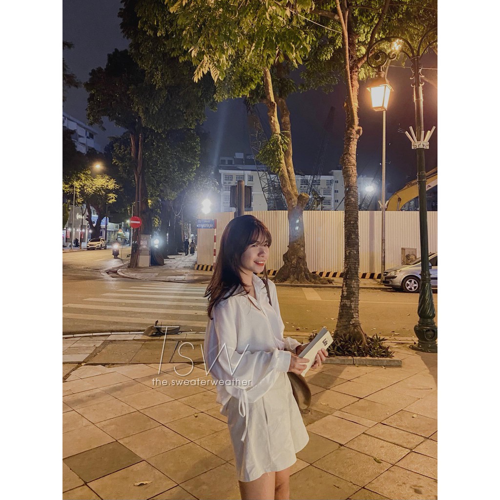 Quần short thô ống rộng cạp cao lưng chun the.sweaterweather TSW (ảnh thật)