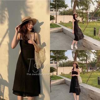 Váy 2 dây xốp bồng bềnh dáng babydoll, đầm hai dây buộc nơ vai tùy chỉnh hàng 2 lớp Ulzzang đi biển, đi du lịch cực xinh