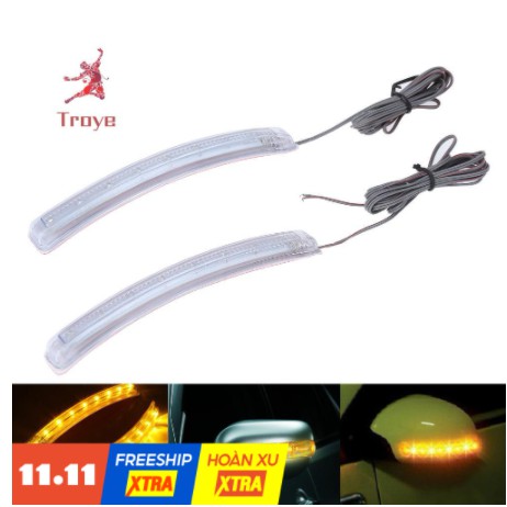 Cặp Bộ 2 Đèn Led dây Xi Nhan báo rẽ dán Gắn Kính Chiếu Hậu Cho Xe Hơi ô tô vòng cung uống cong cho Toyota Vios Innova