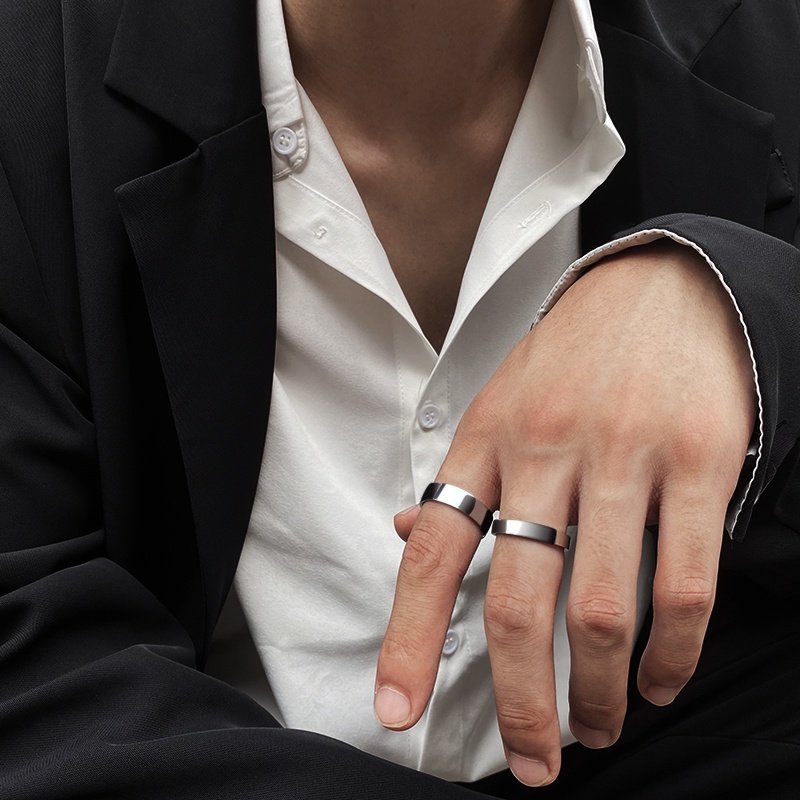 Nhẫn thiết kế đơn giản bằng thép titan nhẹ thời trang cá tính độc đáo cho nam và nữ