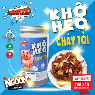 Khô Heo Cháy Tỏi, Thịt Lợn Sấy Khô Đồ Ăn Vặt Đảm Bảo Vệ Sinh An Toàn Thực Phẩm 250gram GREEN FOOD