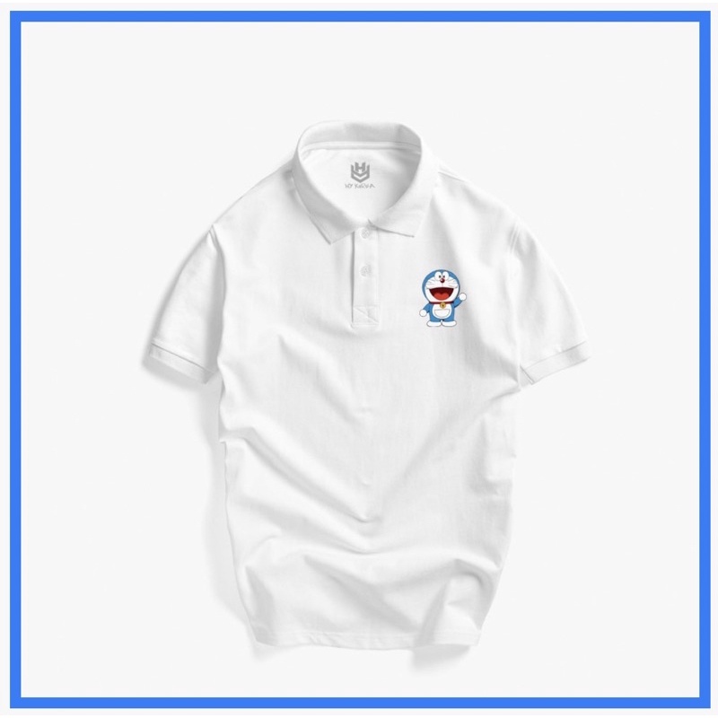 Áo Polo Nam Nữ, Áo Thun Có Cổ Vải Cá Sấu 4 Chiều, Áo Thun Cổ Trụ In Hình Doraemon Phong Cách Hàn Quốc.