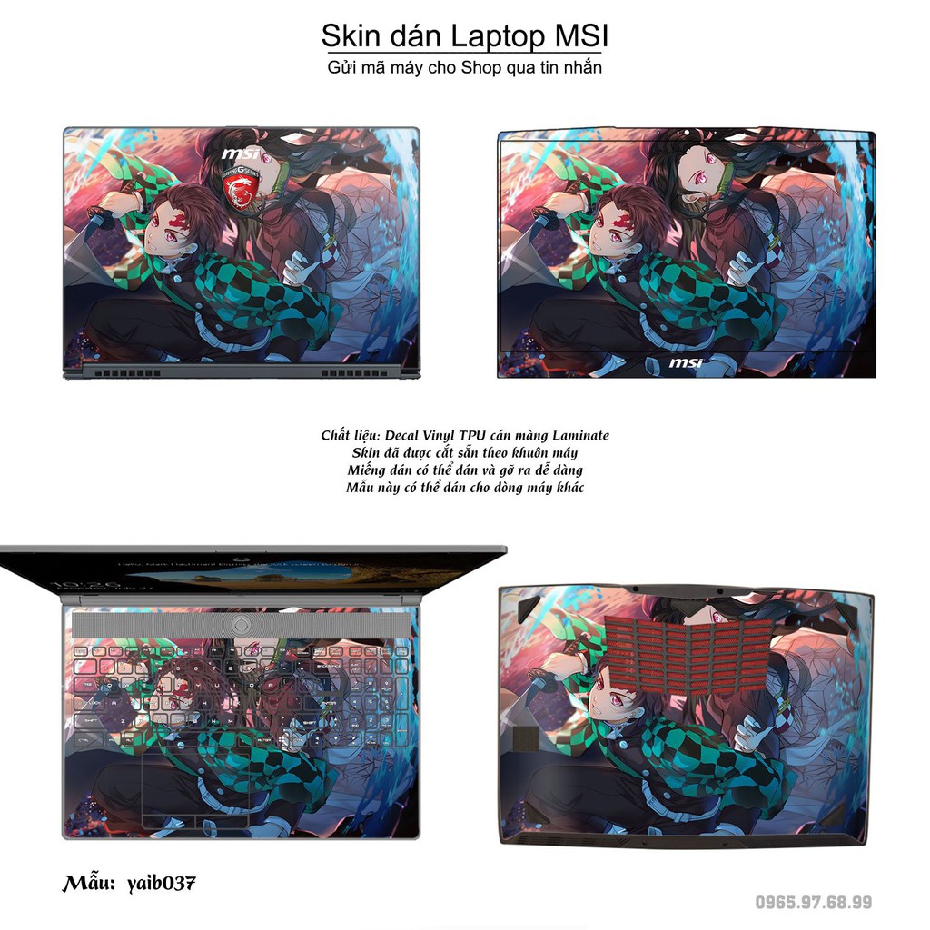 Skin dán Laptop MSI in hình Kimetsu No Yaiba _nhiều mẫu 2 (inbox mã máy cho Shop)