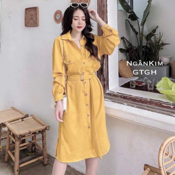 Váy bầu Dài Tay Sơ Mi Dáng Suông Thu Đông Thiết Kế Thời Trang Cao Cấp Mặc Bầu Và Sau Sinh