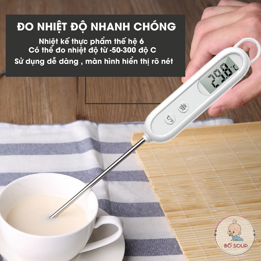 Nhiệt Kế Điện Tử Đa Năng Đo Nước Pha Sữa, Thực Phẩm, Nước Tắm Cho Bé