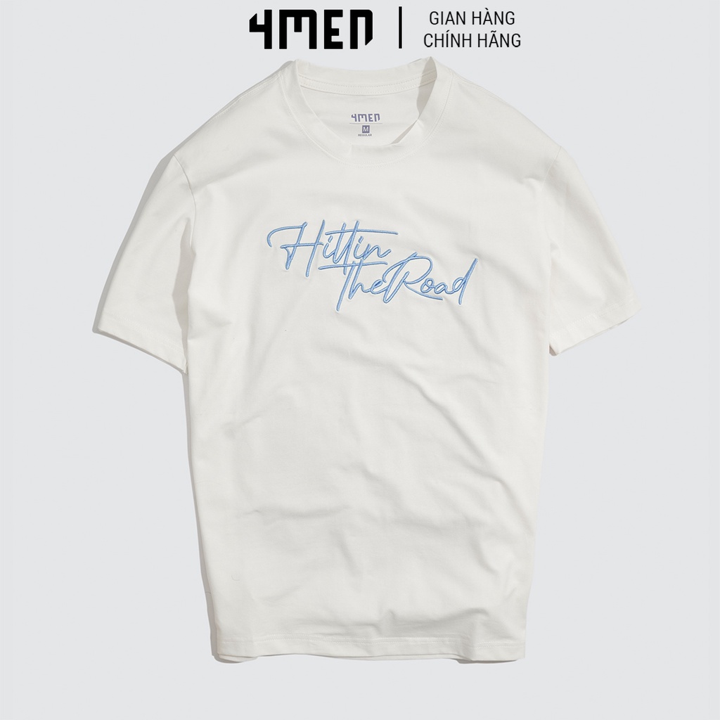 Áo thun nam cổ tròn đẹp 4MEN AT052 ngắn tay, thêu chữ nổi ấn tượng, vải cotton cao cấp thoáng mát | BigBuy360 - bigbuy360.vn