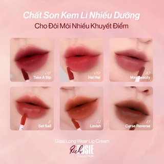 COMBO 6 son kem GILAA Long Wear Lip Cream Rich Rosie Collection (6x5g)