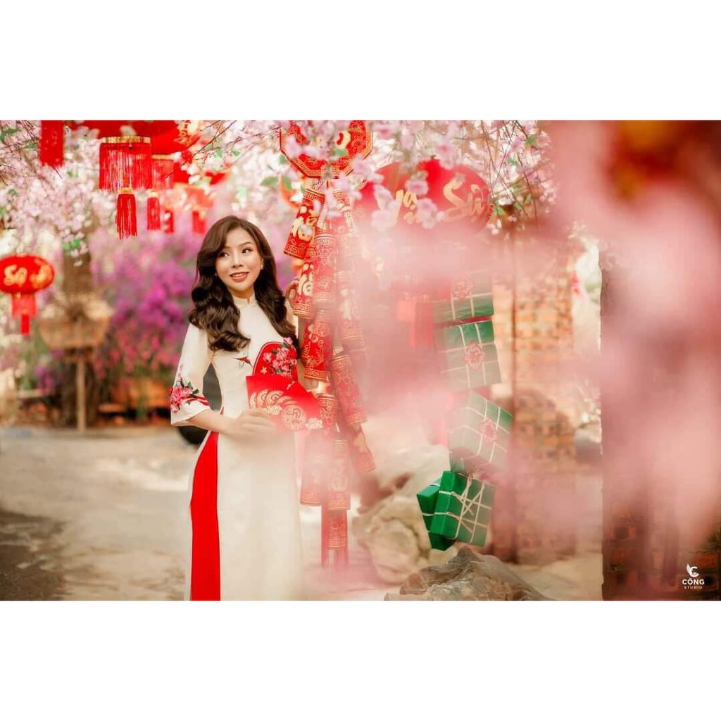 [Hàng may tại nhà]Sét 3 Món Áo Dài Cách Tân Mới - Quần - Kèm Mấn. | BigBuy360 - bigbuy360.vn