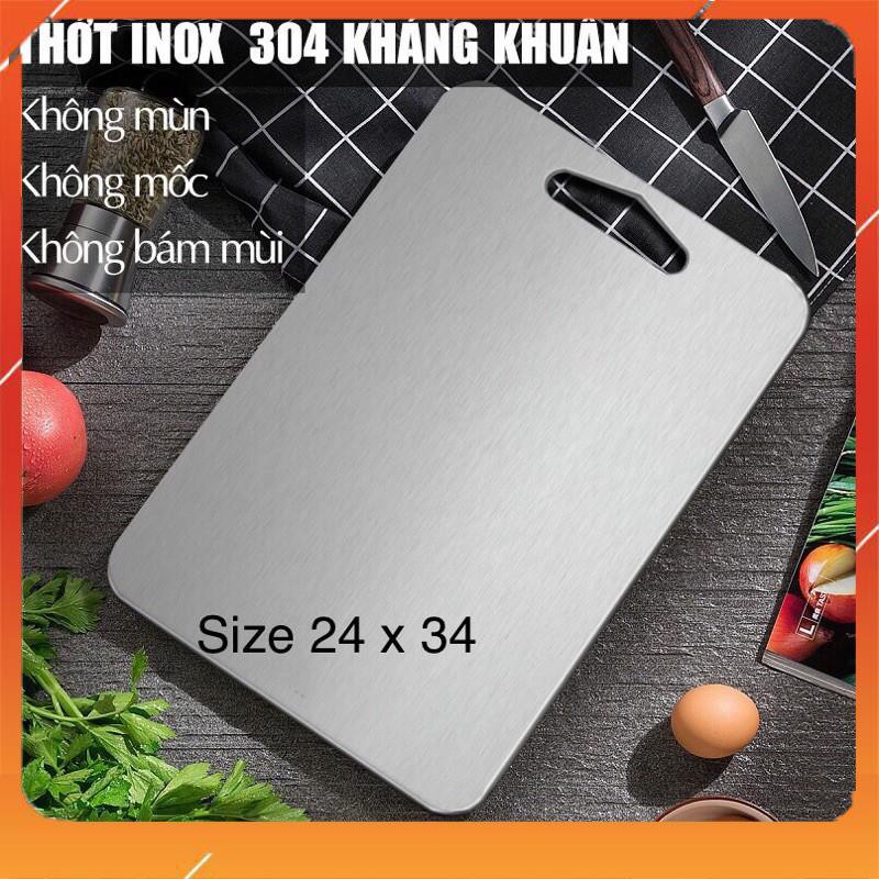 Thớt Inox 304 ❤️FREESHIP❤️ Size 34.5 x 24 cm Kháng Khuẩn Không Gỉ Set - Kho Siêu Rẻ