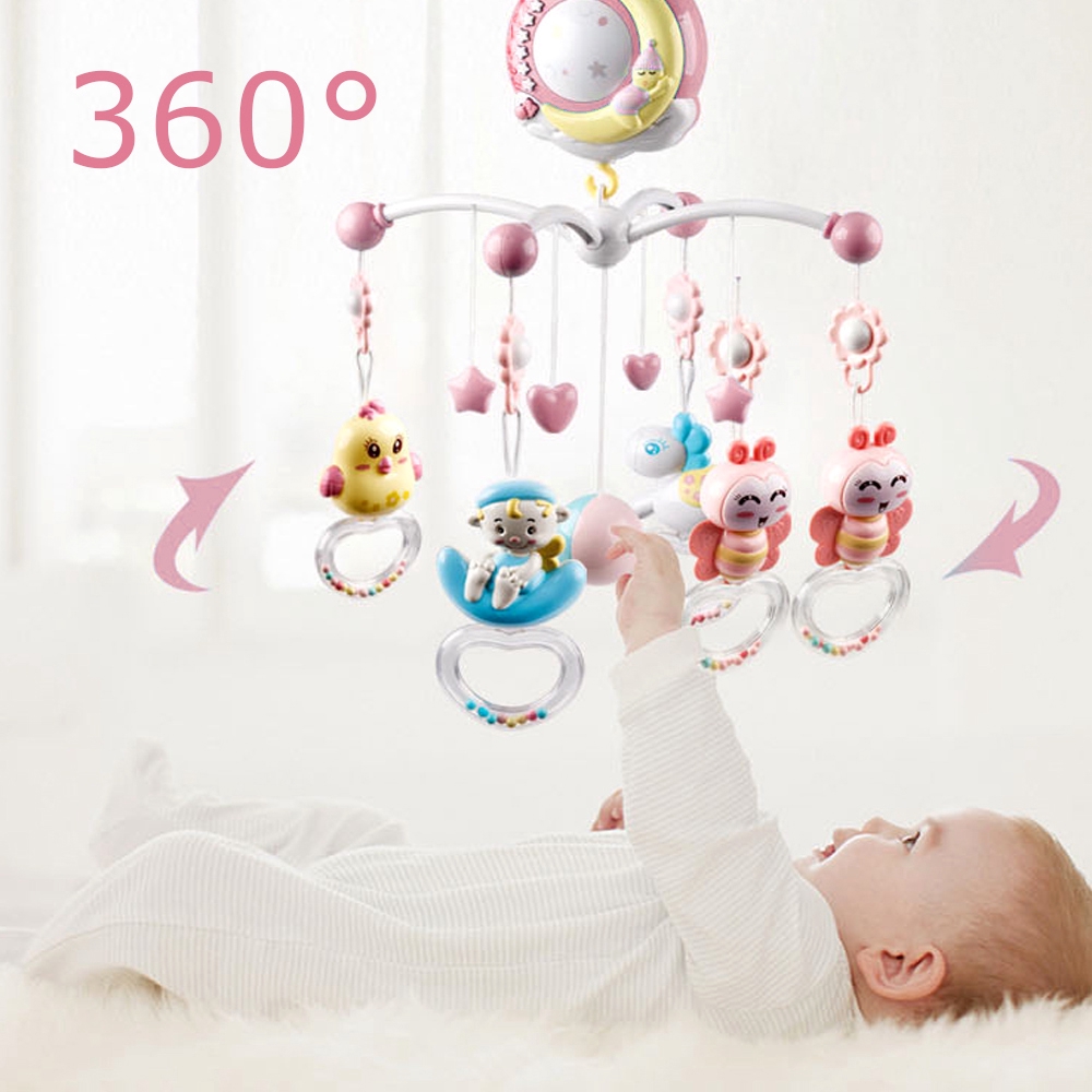 Đồ Chơi Hộp Nhạc Có Đèn Chiếu Hình Bằng Tiếng Anh Cho Bé 0-18 Tháng Tuổi