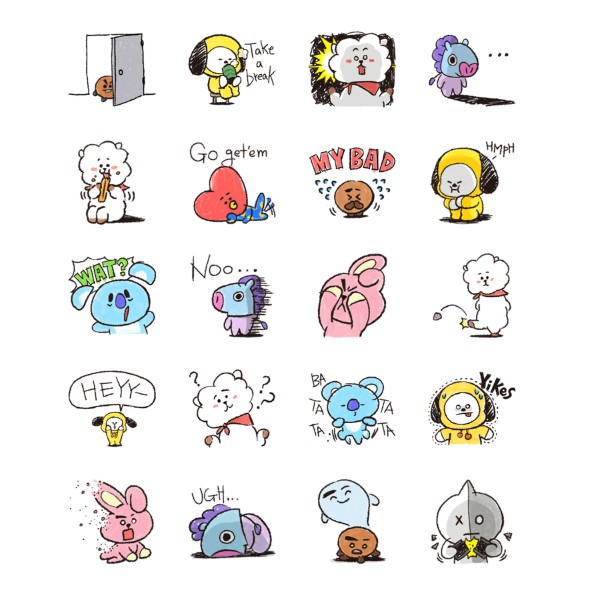 [SET 5] Bộ sticker 40 hình BTS, BT21 - LLD005