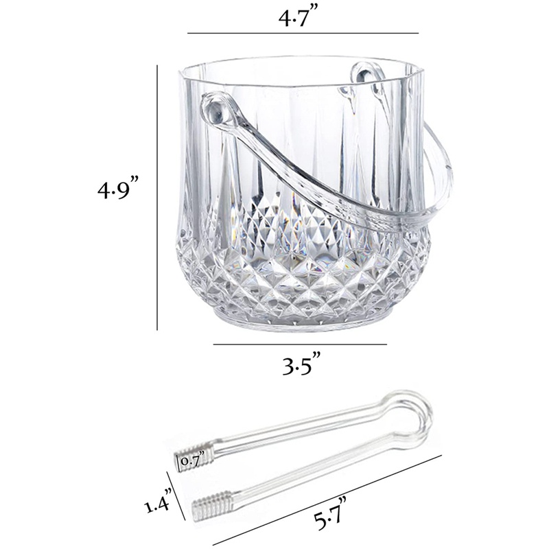 Thùng đá Thùng đá bằng nhựa có tay cầm Thùng đá rượu bia sâm panh trong suốt Acrylic cho gia đình