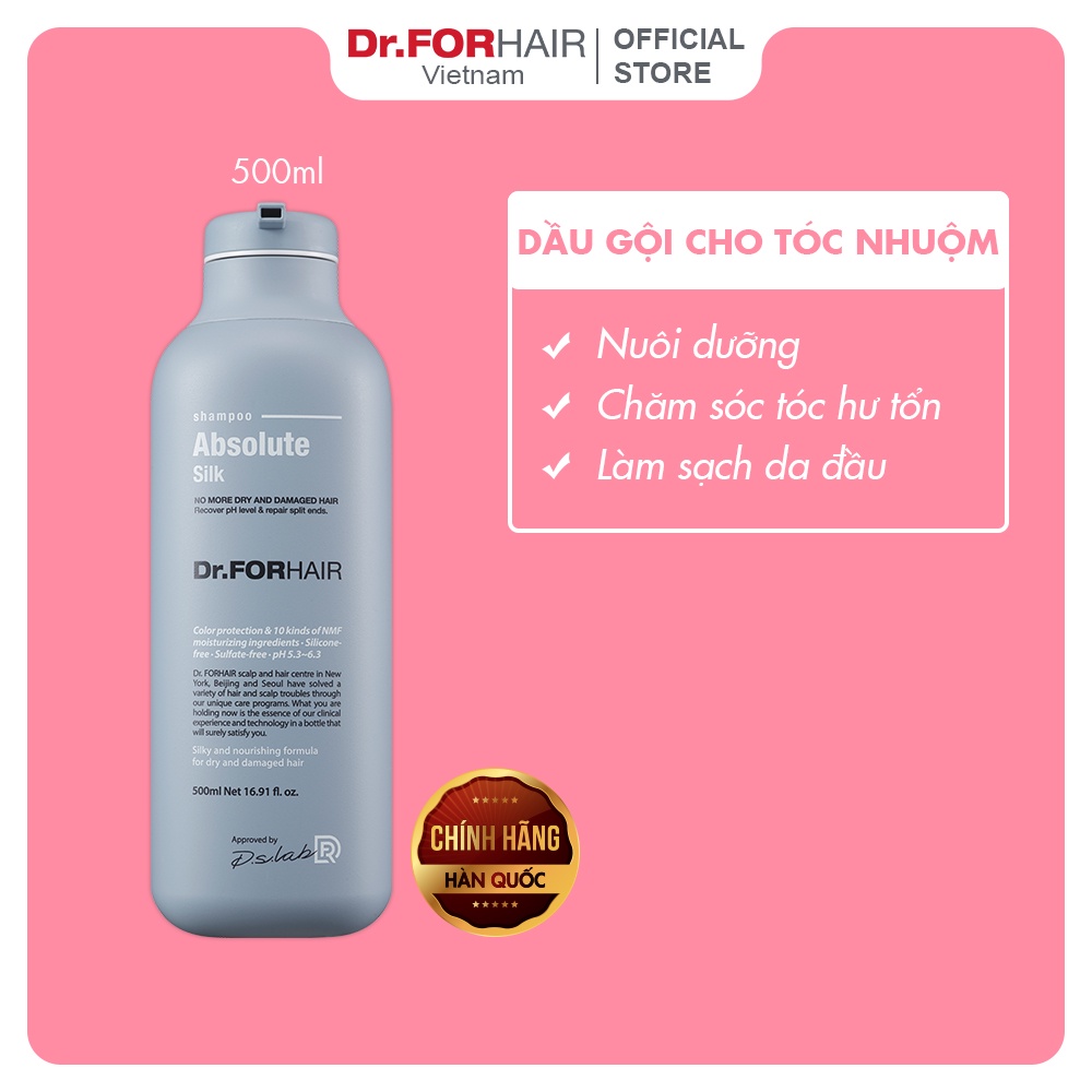 Dầu gội dành cho tóc uốn nhuộm, dầu gội nuôi dưỡng và chăm sóc tóc Dr.FORHAIR Absolute Silk Shampoo 500ml
