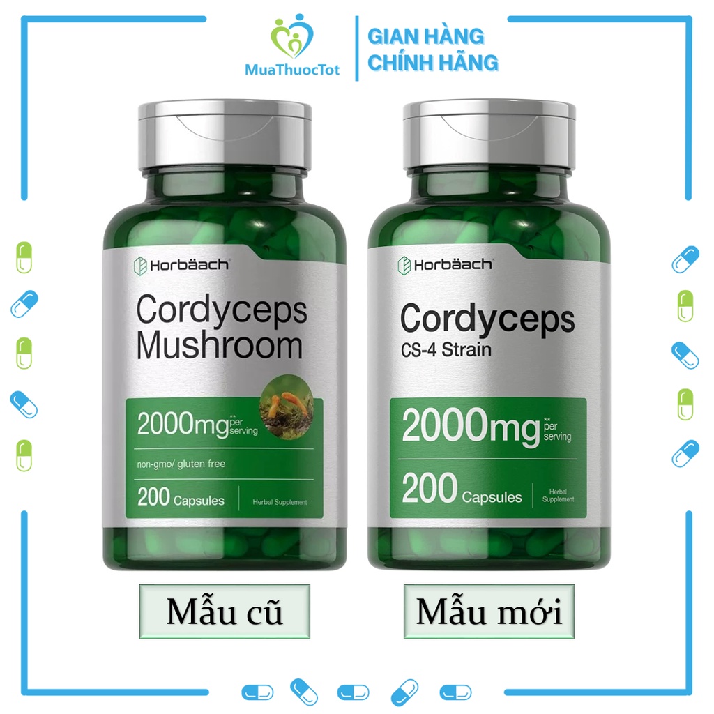 Viên Uống Đông Trùng Hạ Thảo Horbaach Cordyceps CS-4 Strain 2000mg 200 Viên