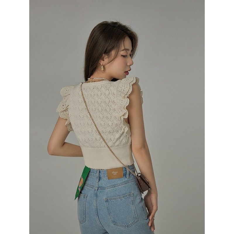 Áo Sweater Dệt Kim Thiết Kế Đục Lỗ Màu Sắc Ngọt Ngào Thời Trang Mùa Hè Cho Nữ