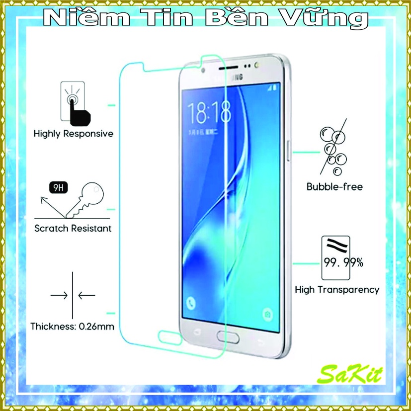Kính cường lực trong suốt 2.5d SamSung j5 2015, j5 2016, j5 pro, j5 prime - tặng giấy lau.