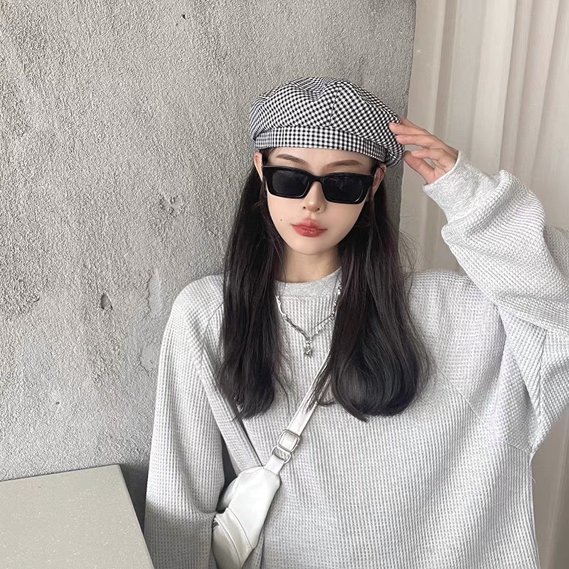 Mũ Beret kẻ phong cách Retro Nhật Bản thời trang xuân hè cho nữ