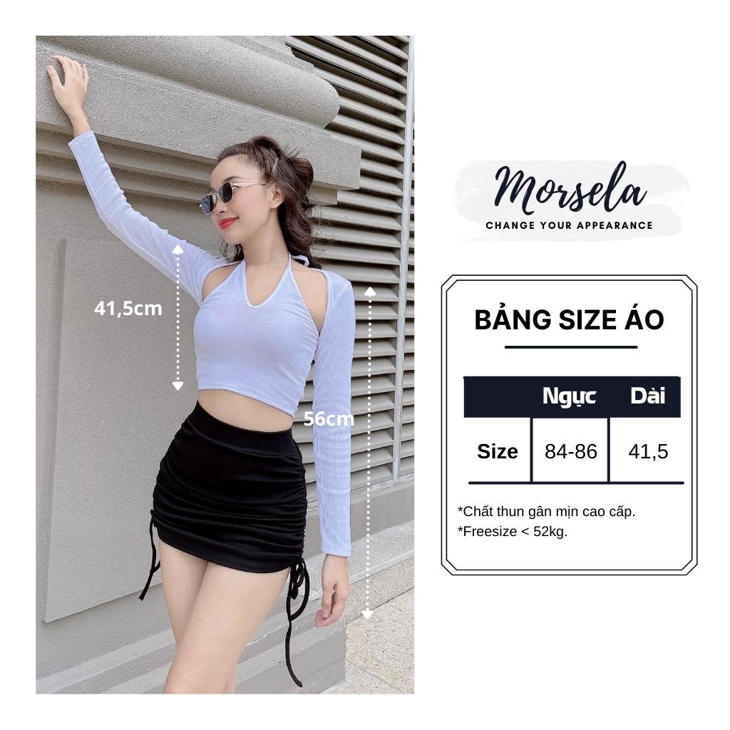 Áo croptop nữ tay dài cổ yếm - Áo crop top kiểu yếm - Morsela - CTTD02