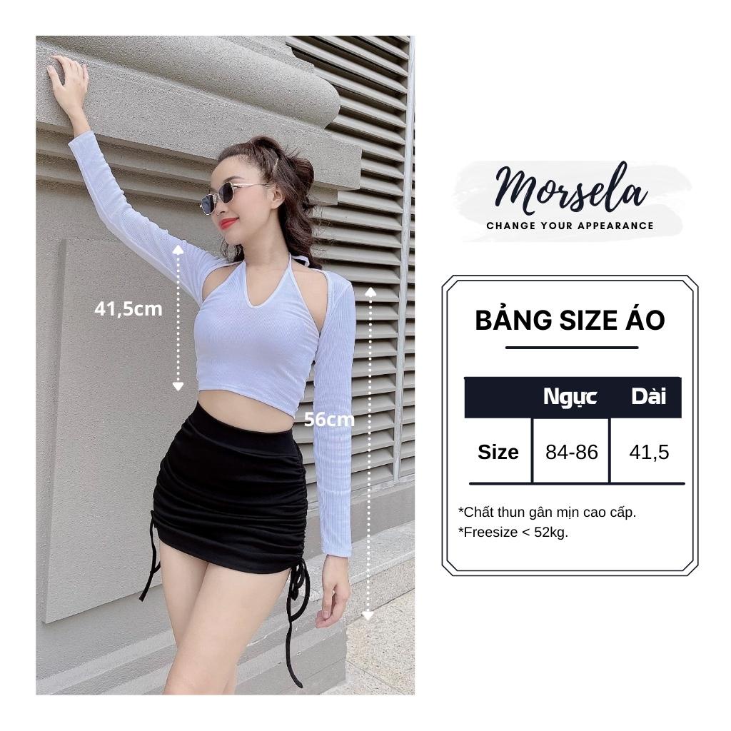 Áo croptop nữ tay dài cổ yếm - Áo crop top kiểu yếm - Morsela