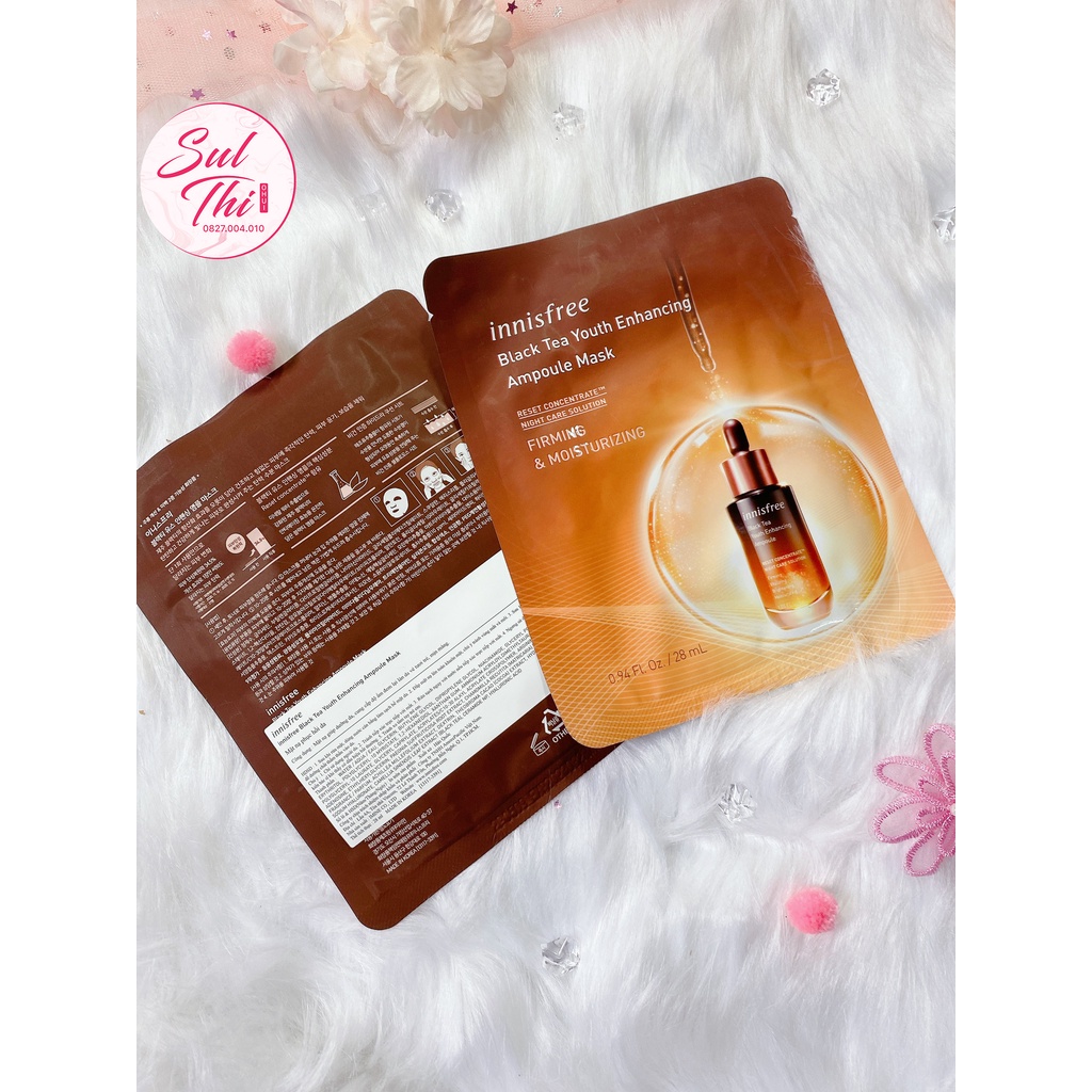 Mặt nạ phục hồi da tinh chất trà đen innisfree Black Tea Youth Enhancing Ampoule Mask 28ml