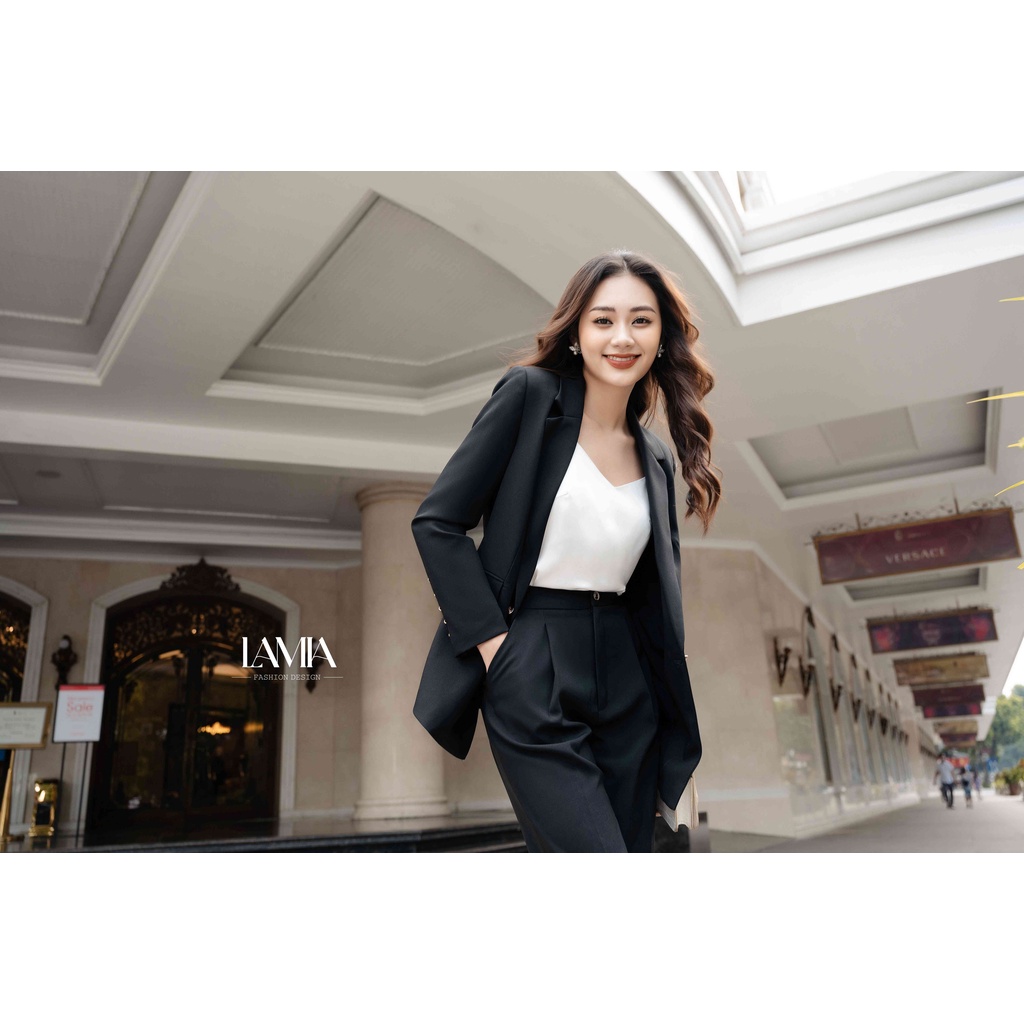 SET VEST NỮ TAY DÀI PHỐI QUẦN ĐEN LAMIA DESIGN LE118 | BigBuy360 - bigbuy360.vn