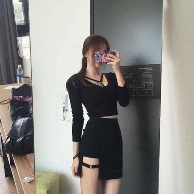 FS Set áo +Chân váy tishirt ulzzang khuyên chocker đùi hot trend