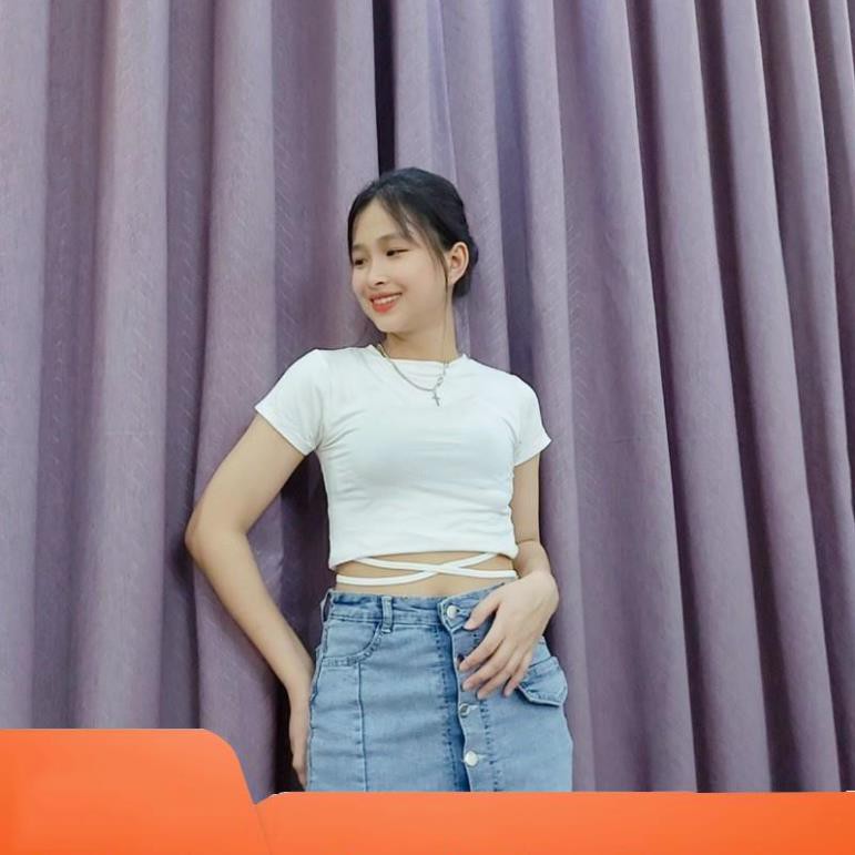 Áo Croptop , áo thun croptop body dây đan chéo cao cấp chất cotton mát mịn CRT-001