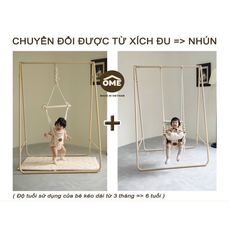 Xích đu đa năng kiêm nhún Ôme an toàn cho bé ( 3tháng- 6 tuổi)