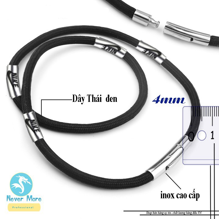 Dây chuyền dù Thái bọc khoen inox chạm khắc loại xịn cỡ 4mm siêu đẹp, chuẩn thời trang - Phù hợp cho cả nam và nữ
