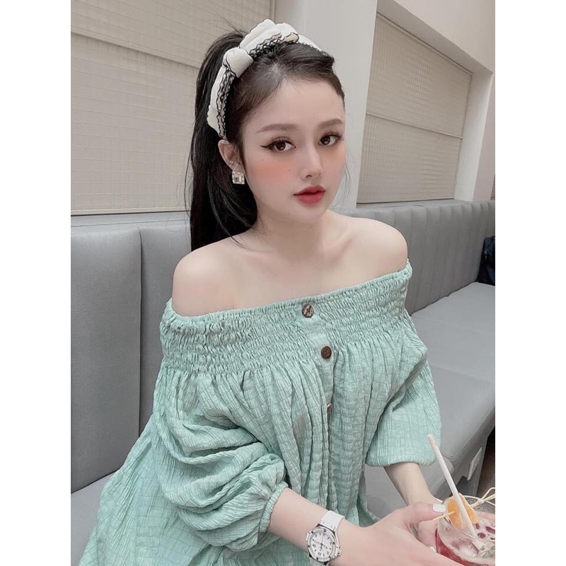 Áo Trễ Vai Tay Bồng-Áo chun khuyu gỗ phông cộc tay bánh bèo tiểu thư nhiều màu