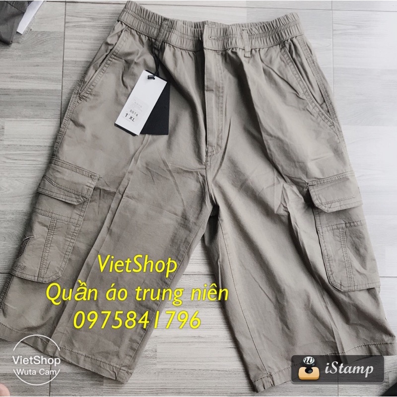 Quần ngố kaki túi hộp nam trung niên chất mềm mát có size 95kg