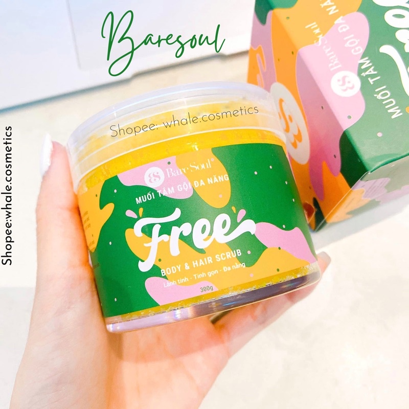 Muối Tắm BareSoul Tẩy Tế Bào Chết Cho Cơ Thể &amp; Tóc Free Body &amp; Hair Scrub 300g