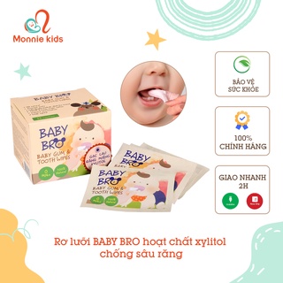 Tưa lưỡi, rơ lưỡi BABY BRO hoạt chất Xylitol chống sâu răng an toàn cho bé từ sơ sinh (25 miếng)