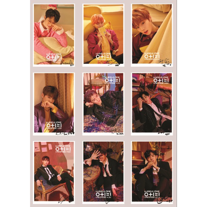 Lomo Card WANNA ONE 0+1=1 (I Promise You) Concept Photo Full version Có chữ ký